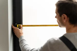 Homem fazendo medição de esquadria de alumínio para projeto residencial ou comercial, destacando a importância de escolher corretamente.